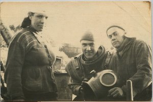 Водолаз Перед Погружением. Интересный Шлем, 1953 г.