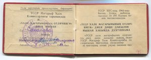 Отличник народного просвещения ТССР на доке(нарком)