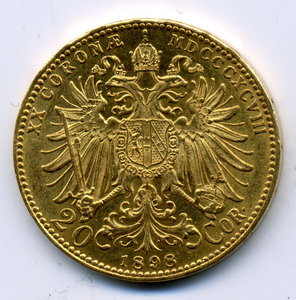 20 корон 1898 г. 6,78 гр.