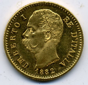 20 лир 1882 Италия 6,45 гр.