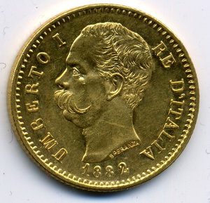 20 лир 1882 Италия 6,45 гр.