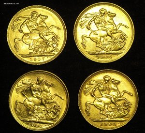 4 Соверена 1893, 1902, 1904, 1907 года