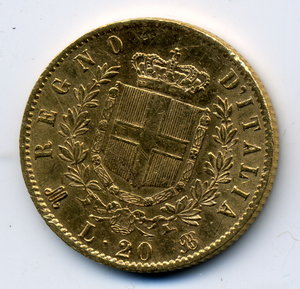 20 лир 1873 Италия 6,45 гр.