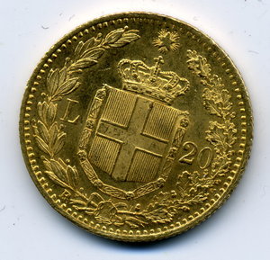 20 лир 1882 Италия 6,45 гр.