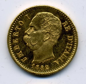 20 лир 1882 Италия 6,45 гр.