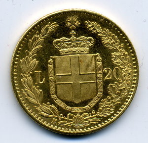 20 лир 1882 Италия 6,45 гр.