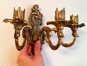 Бронзовый настенный подсвечник на три свечи. РАБОТА!!!!