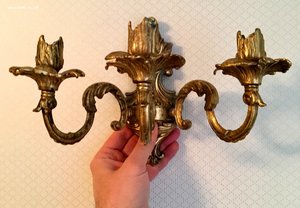 Бронзовый настенный подсвечник на три свечи. РАБОТА!!!!
