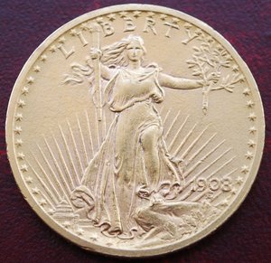 20 долларов 1903 г, золото, 33.38 гр