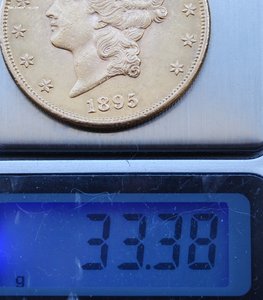 20 долларов 1895 г, золото, 33.38 гр