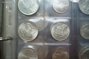Альбом монет чехословакия - серебро - 10,25,50,100,500 крон