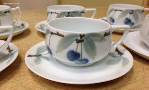 6 чашек с блюдцем Rosenthal Donatello Синяя вишня