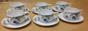 6 чашек с блюдцем Rosenthal Donatello Синяя вишня