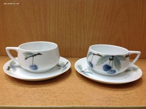 6 чашек с блюдцем Rosenthal Donatello Синяя вишня