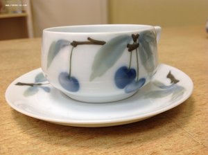 6 чашек с блюдцем Rosenthal Donatello Синяя вишня
