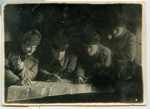 Оборона Ленинграда, Штаб 466 стр.полка, 1943 г.,4 фото.