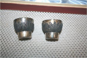 Стопки лафитники в коробке набор мельхиор скань позолота