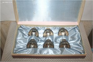 Стопки лафитники в коробке набор мельхиор скань позолота