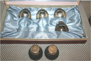 Стопки лафитники в коробке набор мельхиор скань позолота