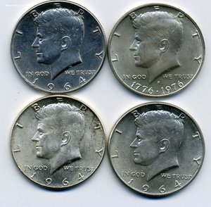 США. 1/2 доллара (Ag)-4шт.