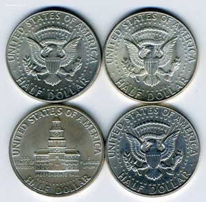 США. 1/2 доллара (Ag)-4шт.