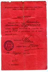 Медали и документы на царско-советскую сестру милосердия