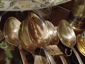 Ложки столовые, серебро, ПЛОМБА 6 шт.