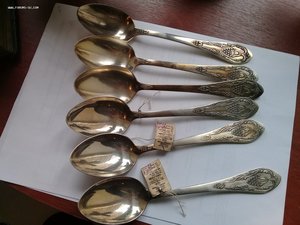 Ложки столовые, серебро, ПЛОМБА 6 шт.
