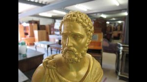 часы с Геркулесом, позолота 50 см.
