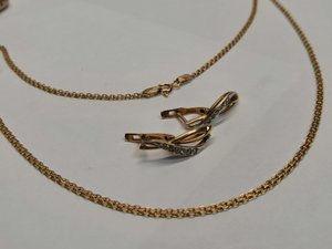 Au585 цепочка и серьги 7,4г
