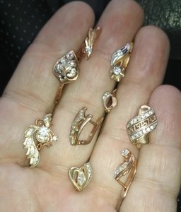 Серьги- одиночки, 585 проба, 9шт, по лому