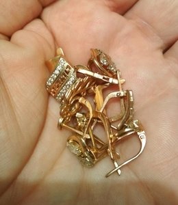 Серьги- одиночки, 585 проба, 9шт, по лому