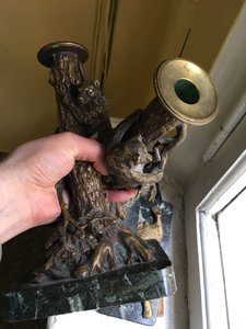 Верфель 2 подсвечника, медведь пресс-папье, пень-спичечница