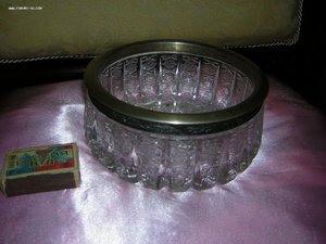 Хрустальная конфетница с серебряным ободком(875 пр.)