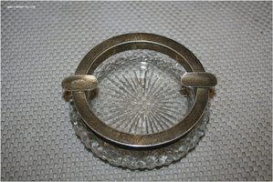 Пепельница серебро 875 проба хрусталь