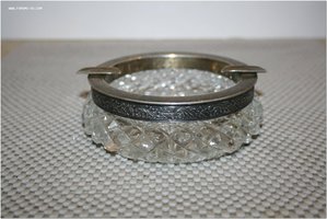 Пепельница серебро 875 проба хрусталь