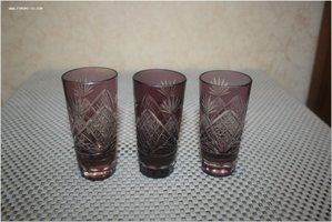 Стопки цветное марганцевое стекло алмазная грань 8,8 см