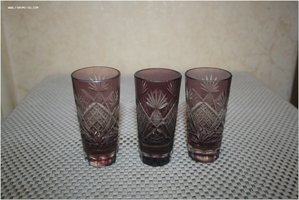 Стопки цветное марганцевое стекло алмазная грань 8,8 см