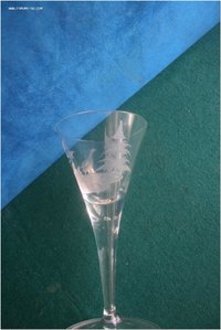 Фужер старинный стекло травление сюжет птицы деревья