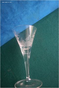 Фужер старинный стекло травление сюжет птицы деревья