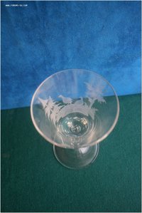 Фужер старинный стекло травление сюжет птицы деревья