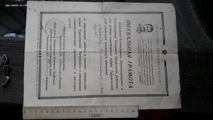 Похвальная грамота Туркменской ССР (21см на 30см)