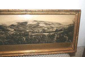 Картина гравюра Виды Крыма Кавказа? рама дерево позолота