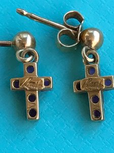 Сережки крестики 750 бренд руинчики и бриллиантик