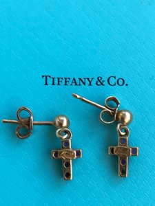 Сережки крестики 750 бренд руинчики и бриллиантик