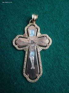 Крест нательный золото 56 проба эмали Царская Россия