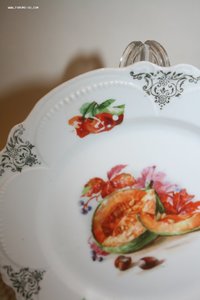 Тарелка старинная блюдо овощи фрукты фарфор позолота
