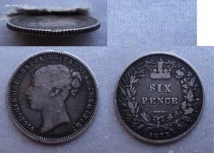 6 пенсов 1873 г. 3 пенса 1937 г. 1/2 кроны 1942 г. Серебро.