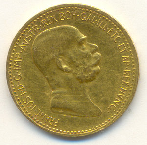 Австро-Венгрия 10 крон 1908 год Юбилей 60 лет правления.