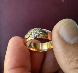 Кольцо с бриллиантами, золото 585, вес 8 гр